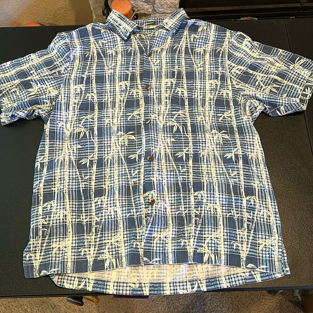 Tommy Bahama Tropical Print 100% Silk Button up Shirt Mens Large